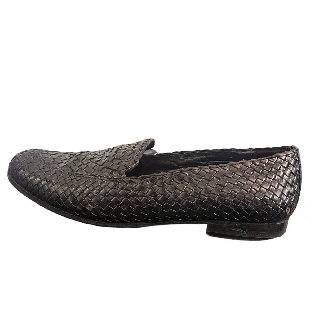 Eddie Bauer Vintage Black Woven Weave Loafers Made in Italy Size 8.5 - Picture 8 of 9